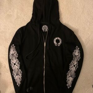 Lightly Used Chrome Hearts Black Horseshoe Hoodie (Zip-Up)